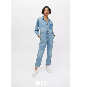 Billabong X Wrangler denim jumpsuit long sleeve button up cotton